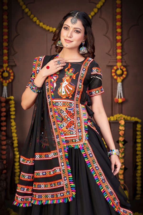 Black Chain Mirror Work Lehenga Choli