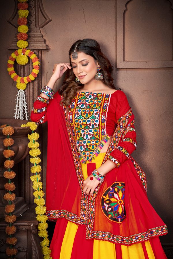 Red Yellow Color Navratri Chaniya Choli