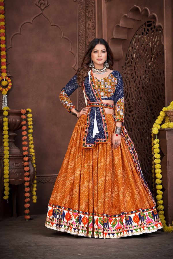 Chain Work Mustard Lehenga Choli