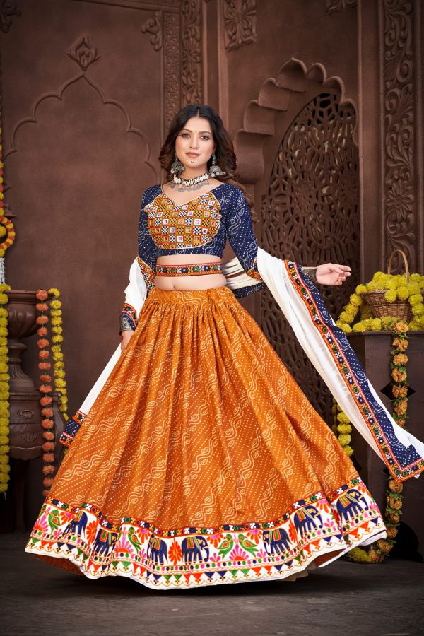 Chain Work Mustard Lehenga Choli