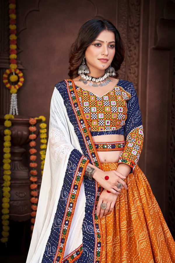 Chain Work Mustard Lehenga Choli