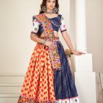 Cotton Blue Navratri Lehenga