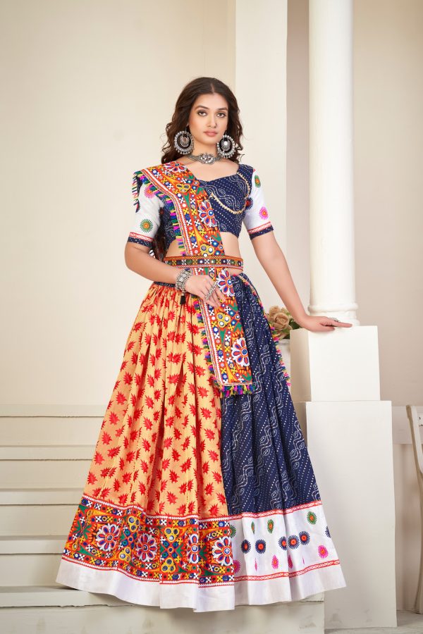 Cotton Blue Navratri Lehenga