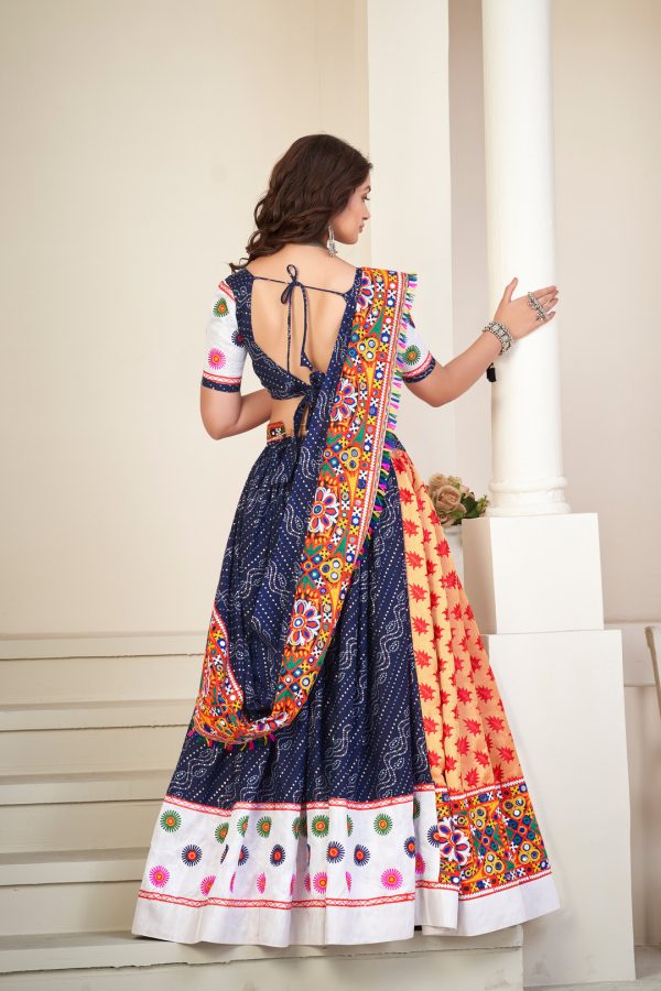 Cotton Blue Navratri Lehenga