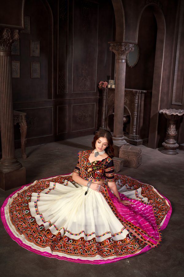 White Color Gamthi Chaniya Choli