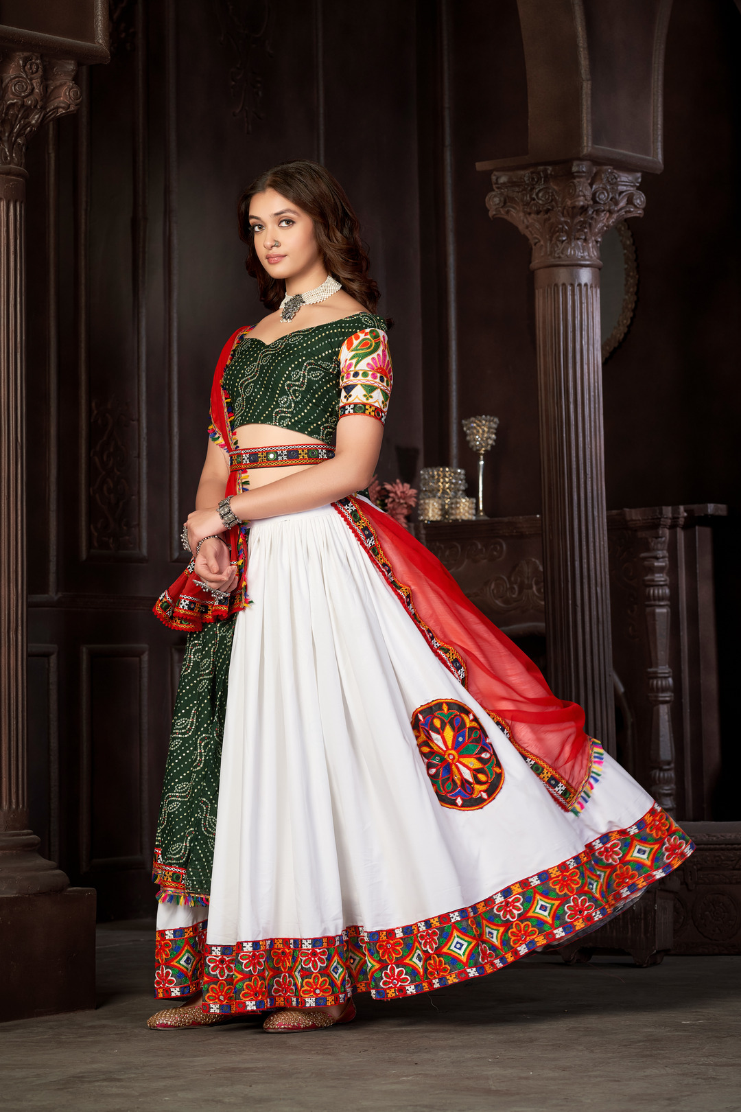 Thread Work White Lehenga Choli