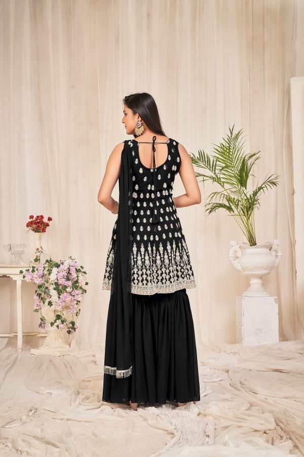 Embroidery Georgette Black Sharara