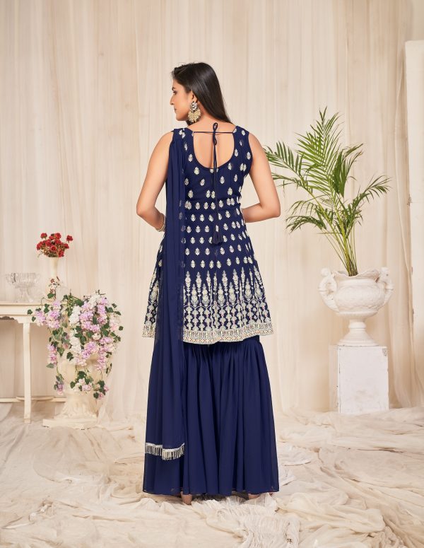 Embroidery Georgette Blue Sharara