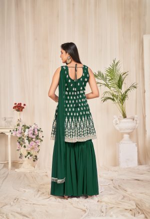 Embroidery Georgette Green Sharara