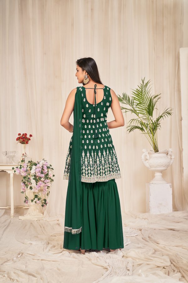 Embroidery Georgette Green Sharara