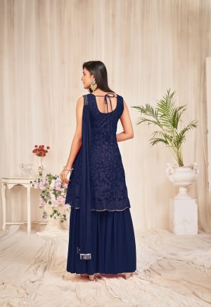 Blue Georgette Sharara Suit