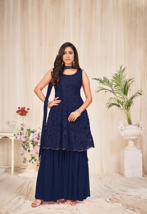 Blue Georgette Sharara Suit