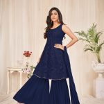 Blue Georgette Sharara Suit