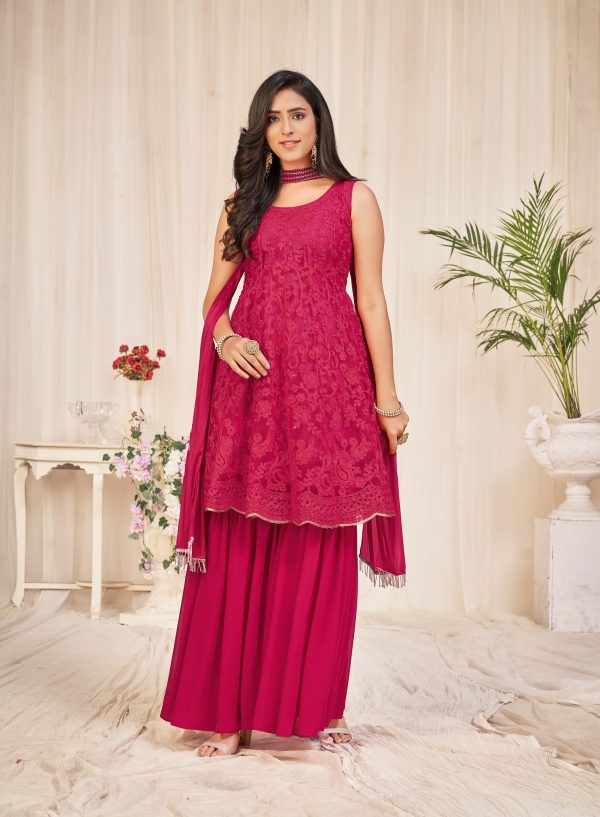 Pink Georgette Sharara Suit