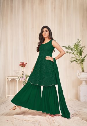 Green Georgette Sharara Suit