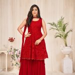 Red Georgette Sharara Suit