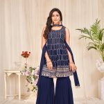 Sequenced Blue Sharara Suit