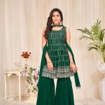 Sequenced Green Sharara Suit