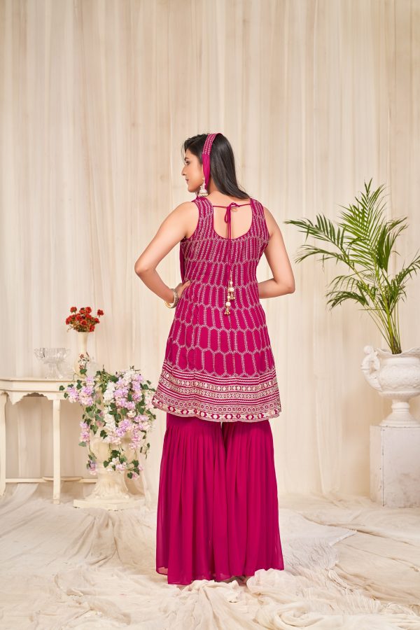 Sequenced Pink Sharara Suit