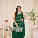 Georgette Green Embroidered Sharara