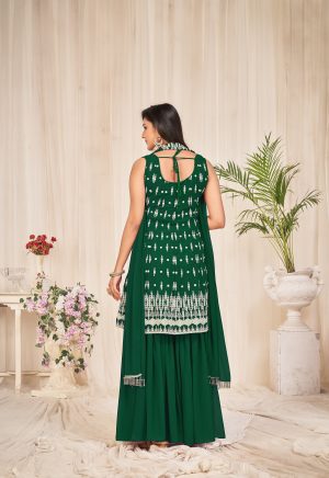 Georgette Green Embroidered Sharara