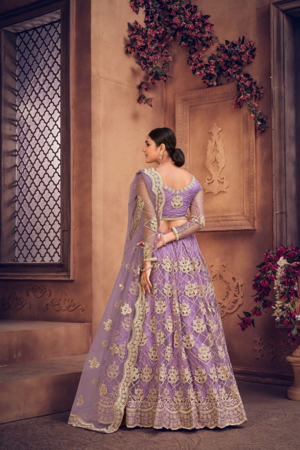 Purple Net Embellished Lehenga