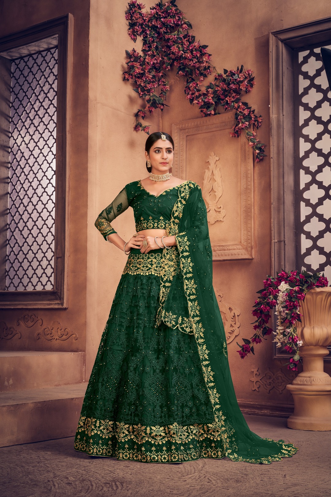 Green Wedding Lehenga