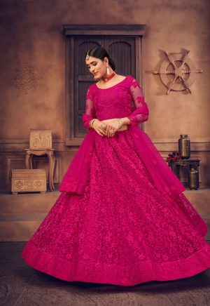 Pink Net Embellished Lehenga