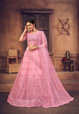 Pink Net Lehenga