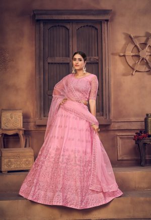 Pink Net Lehenga