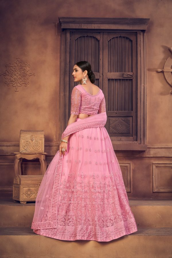 Pink Net Lehenga