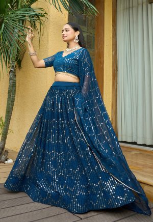 Embroidery Work Rama Lehenga Choli