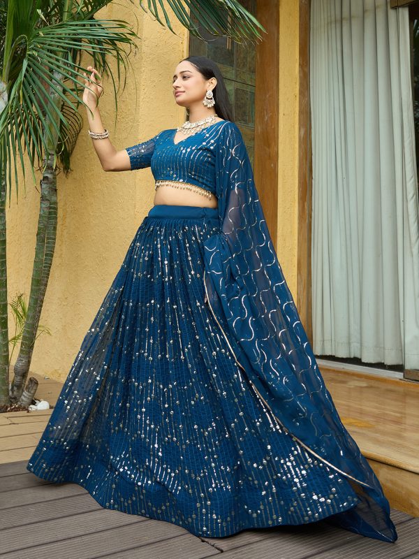 Embroidery Work Rama Lehenga Choli