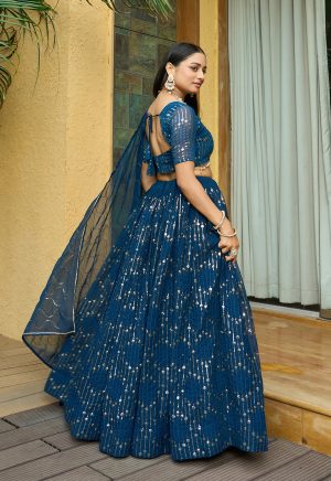 Embroidery Work Rama Lehenga Choli