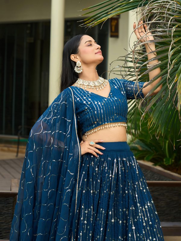 Embroidery Work Rama Lehenga Choli