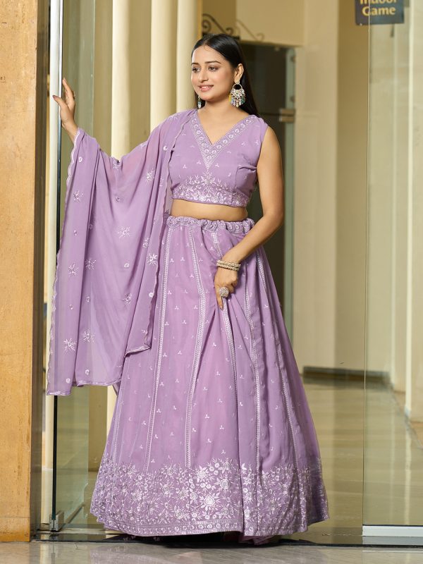 Lavender Georgette Lehenga Choli