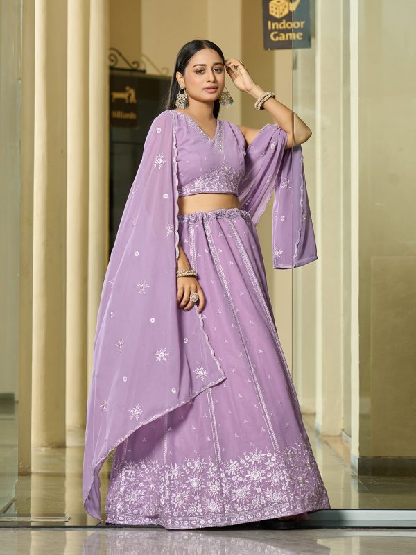 Lavender Georgette Lehenga Choli