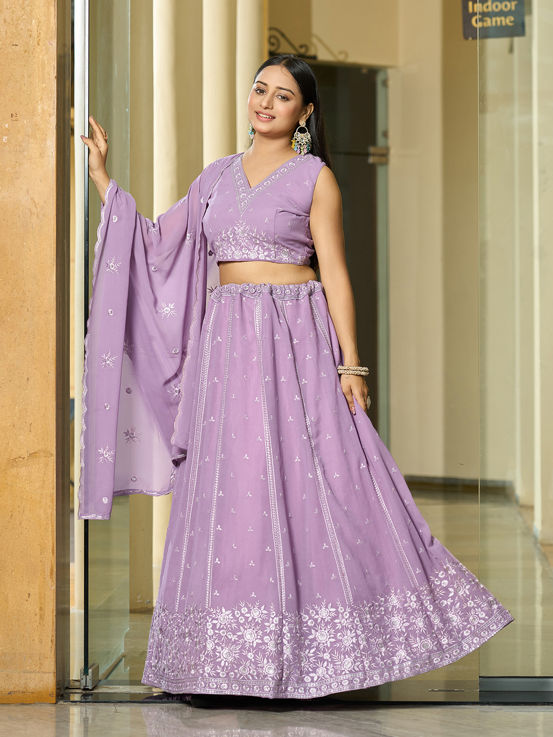 Lavender Georgette Lehenga Choli