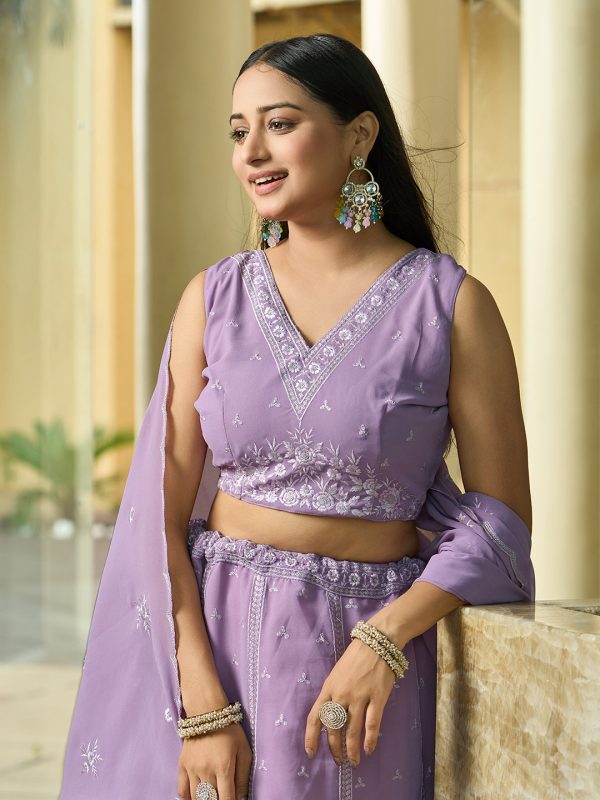 Lavender Georgette Lehenga Choli