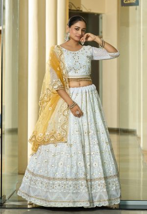 Georgette White Lehenga