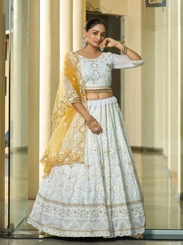 Georgette White Lehenga