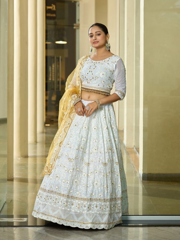 Georgette White Lehenga