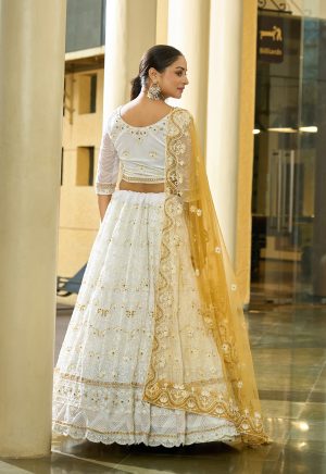 Georgette White Lehenga