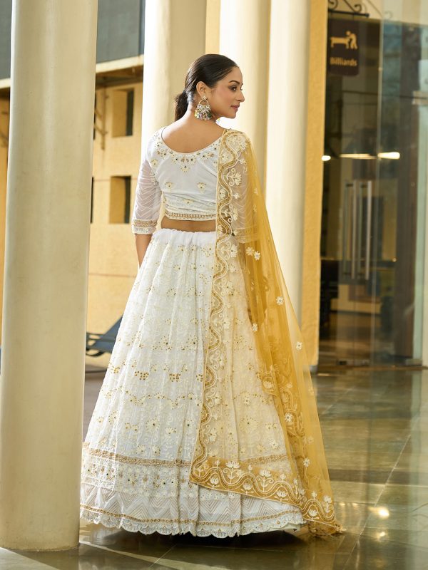 Georgette White Lehenga