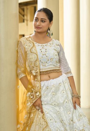 Georgette White Lehenga