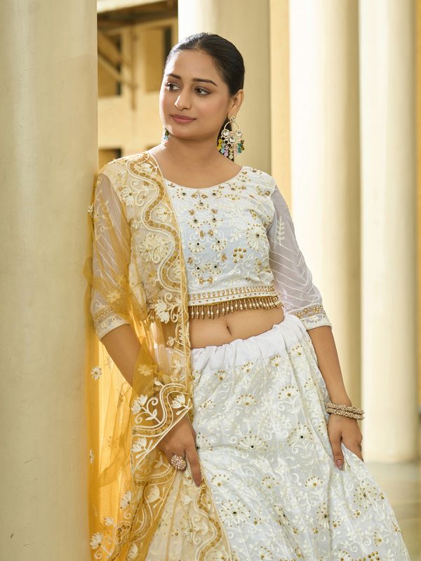 Georgette White Lehenga