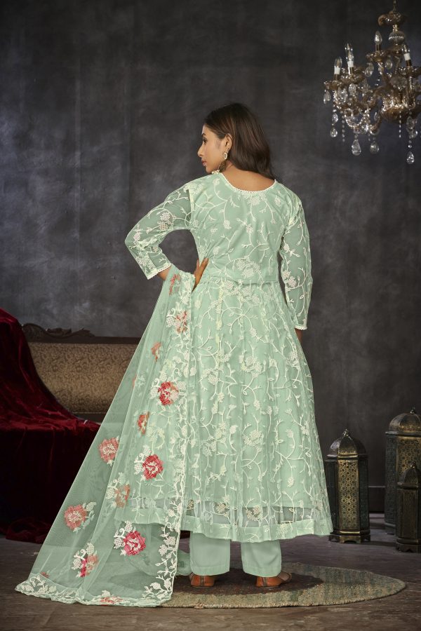 Light Green Net Anarkali Suit