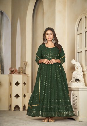 Georgette Green Anarkali Suit