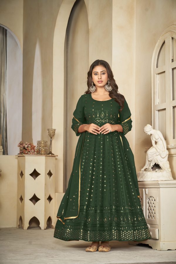 Georgette Green Anarkali Suit