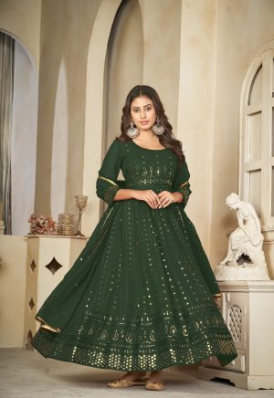 Georgette Green Anarkali Suit